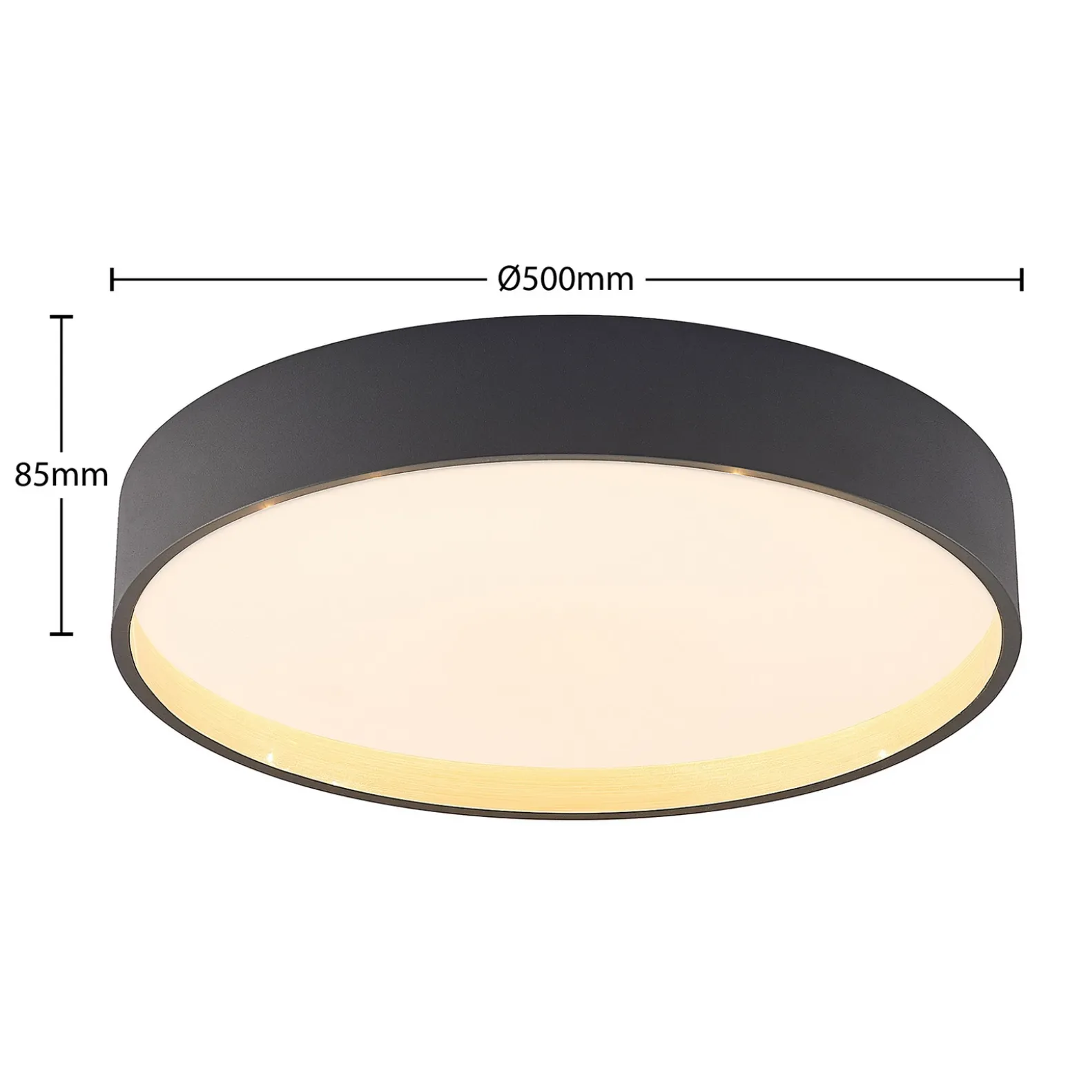 Plafón LED Lindby Todor, 50 cm, antracita, CCT, madera