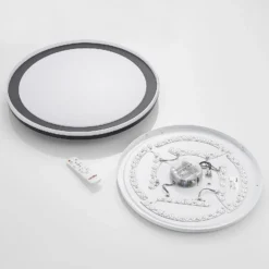 Plafón LED Lindby Verdan, negro, metal, atenuable, CCT