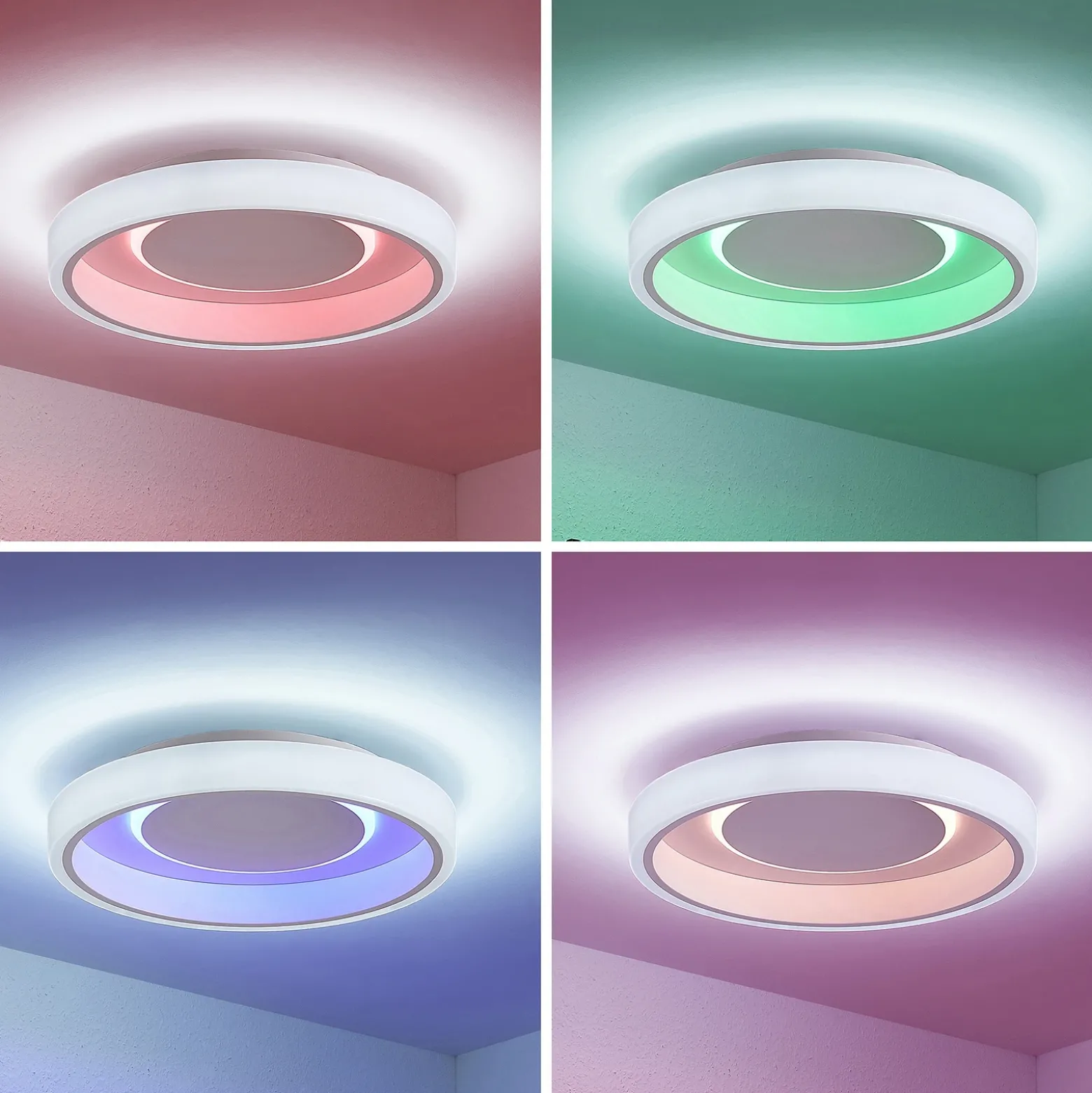 Plafón LED Lindby Wikani, blanco, RGB, CCT, atenuable