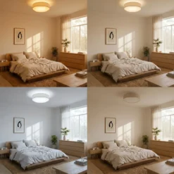Plafón LED Lindby Winona, Cord, 48 cm, color crema, CCT
