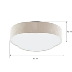 Plafón LED Lindby Winona, Cord, 48 cm, color crema, CCT