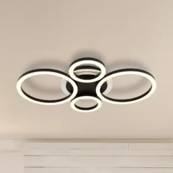 Plafón LED Loretta, negro, metal, 53 cm, CCT