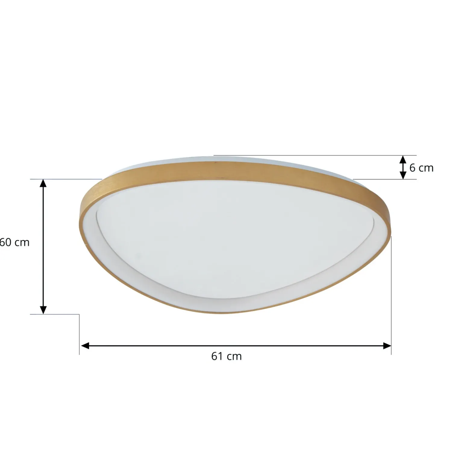 Plafón LED Lucande Asken, 61 cm, dorada, CCT, atenuable