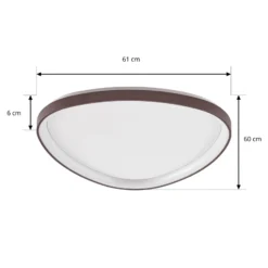 Plafón LED Lucande Asken, 61 cm, marrón, CCT, atenuable