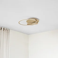 Plafón LED Lucande Circulo, dorada, 60 cm CCT, atenuable