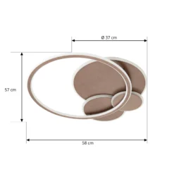 plafón LED Lucande Circulo, marrón café, CCT, atenuable