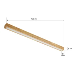 Plafón LED Lucande Emara, madera clara, roble, atenuable
