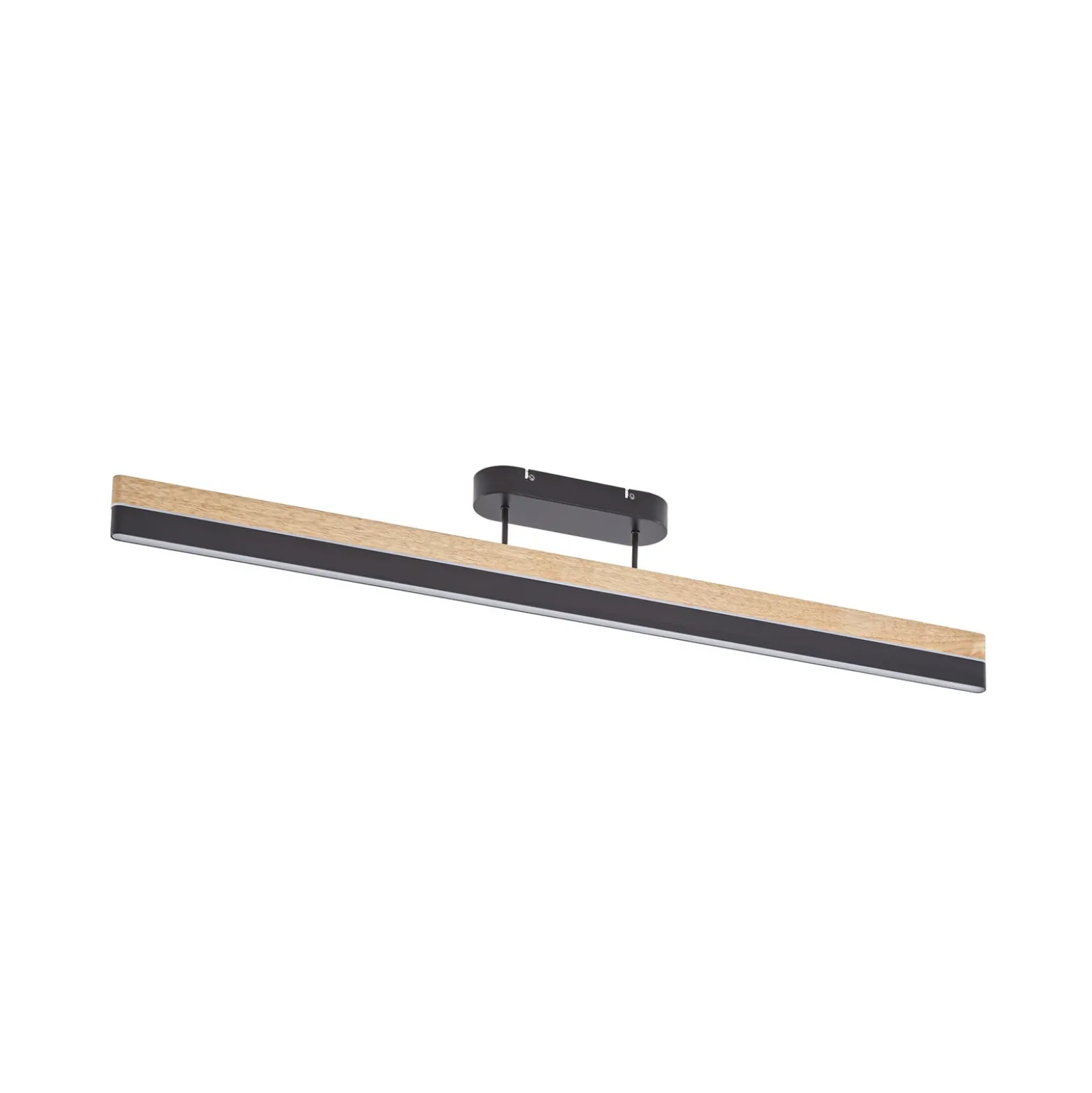 Plafón LED Lucande Holven, negro/madera, CCT, atenuable