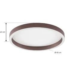 Plafón LED Lucande Rotundo, Ø 40 cm, marrón, atenuable