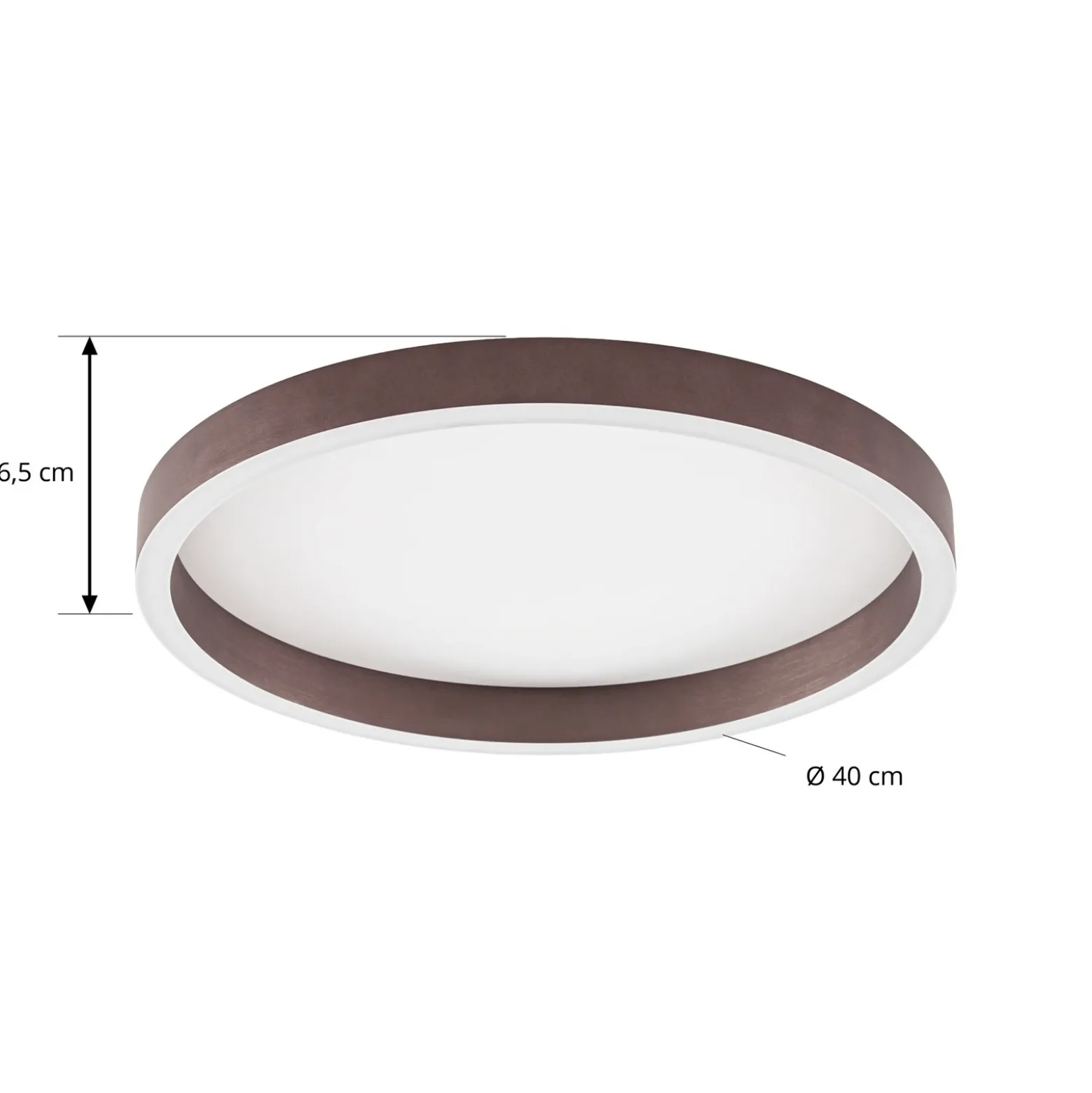 Plafón LED Lucande Rotundo, Ø 40 cm, marrón, atenuable