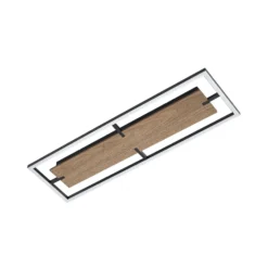 Plafón LED Lucande Vectra, 100 x 30 cm, madera, atenuable