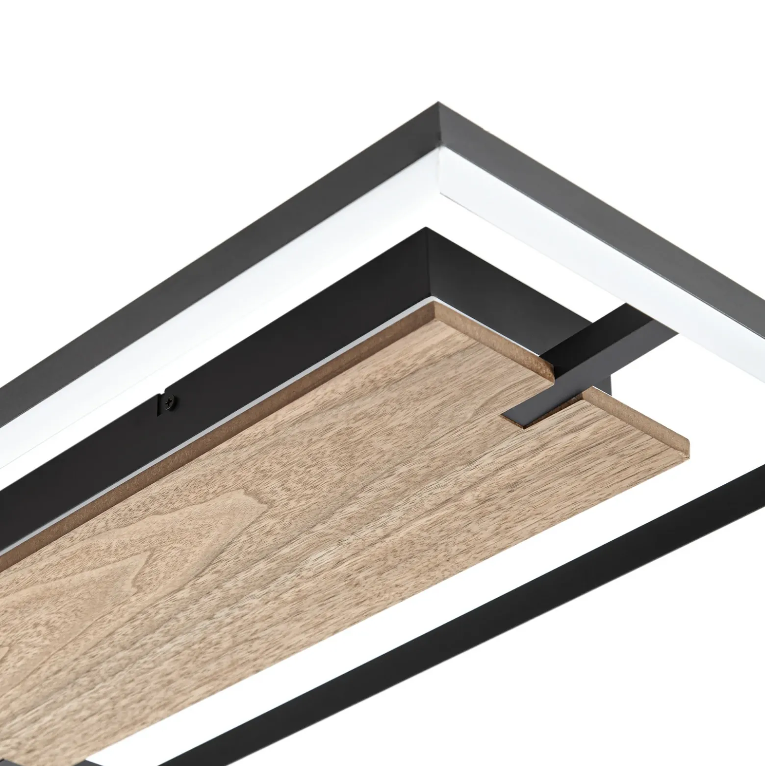 Plafón LED Lucande Vectra, 100 x 30 cm, madera, atenuable