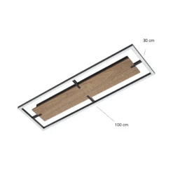 Plafón LED Lucande Vectra, 100 x 30 cm, madera, atenuable