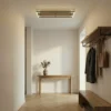 Plafón LED Lucande Vectra, 100 x 30 cm, madera, atenuable