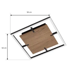 Plafón LED Lucande Vectra, 50 x 50 cm, madera, atenuable