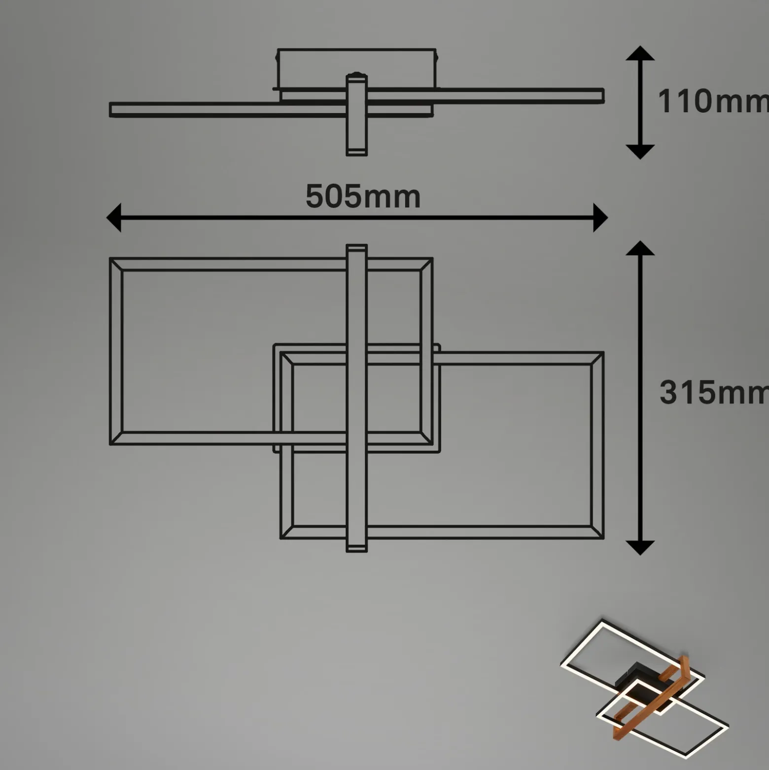 Plafón LED 3776015 2 luces con madera
