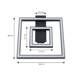 Plafón LED Madamo de Lindby, negro, 30 cm, 3000 K, aluminio