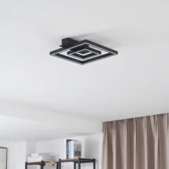 Plafón LED Madamo de Lindby, negro, 30 cm, 3000 K, aluminio