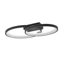 Plafón LED Malaga con 2 anillos, negro