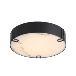 Plafón LED Marmo, negro, metal, IP44, 3.000 K