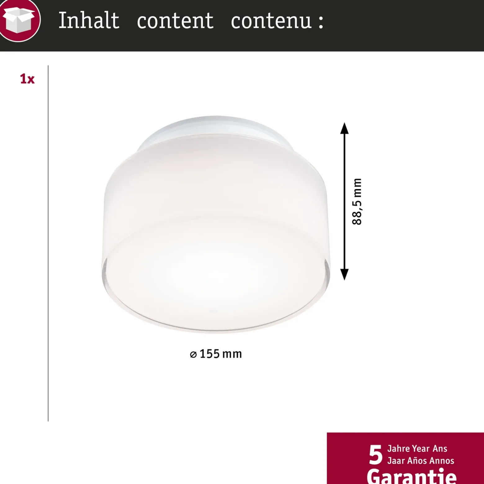 plafón LED Maro de Paulmann, blanca, Ø 16 cm, IP44