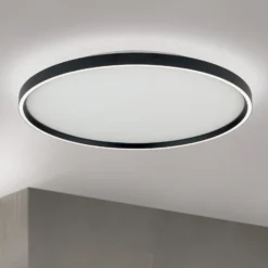 Plafón LED Masca, negro, Ø 60 cm, CCT, metal, atenuable