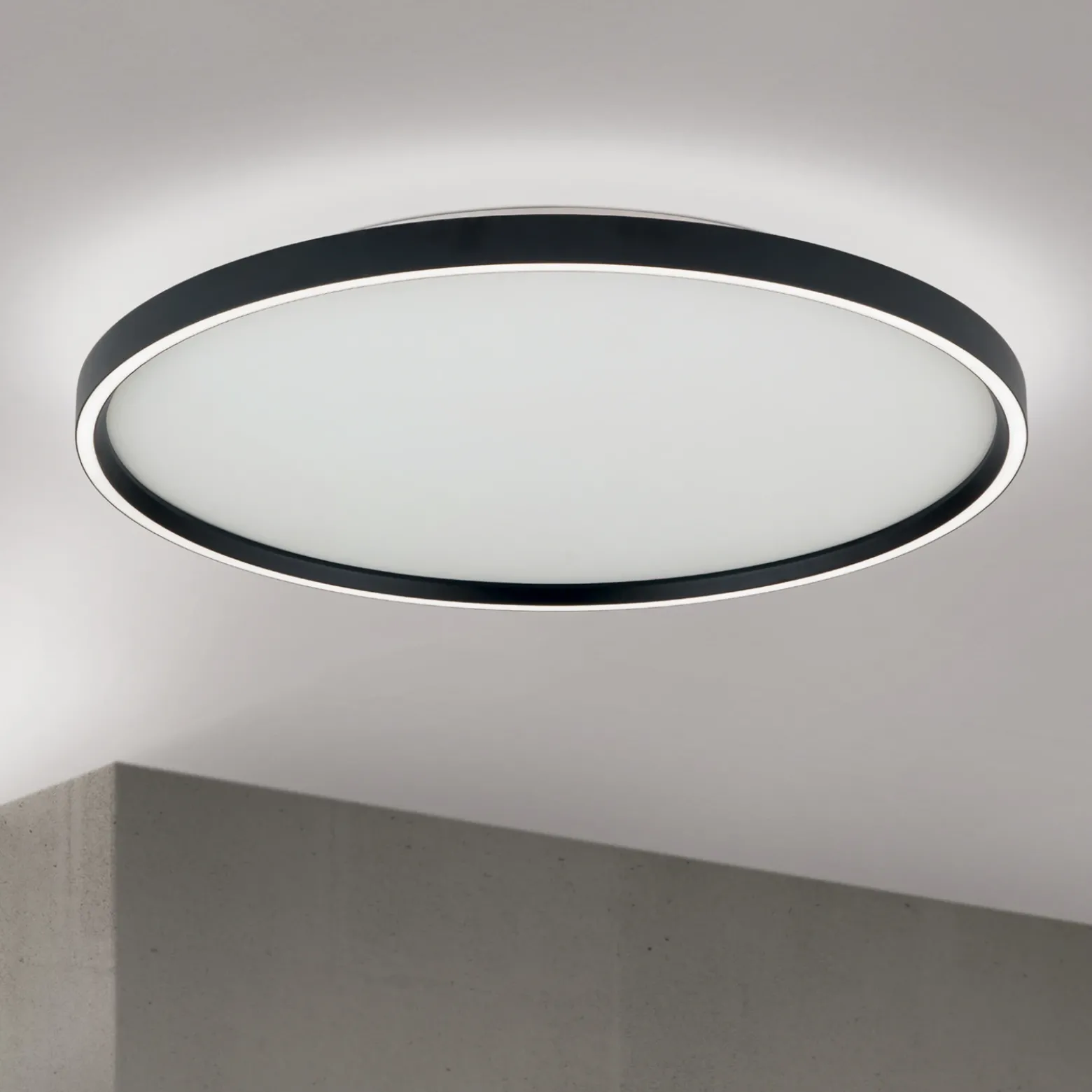 Plafón LED Masca, negro, Ø 60 cm, CCT, metal, atenuable