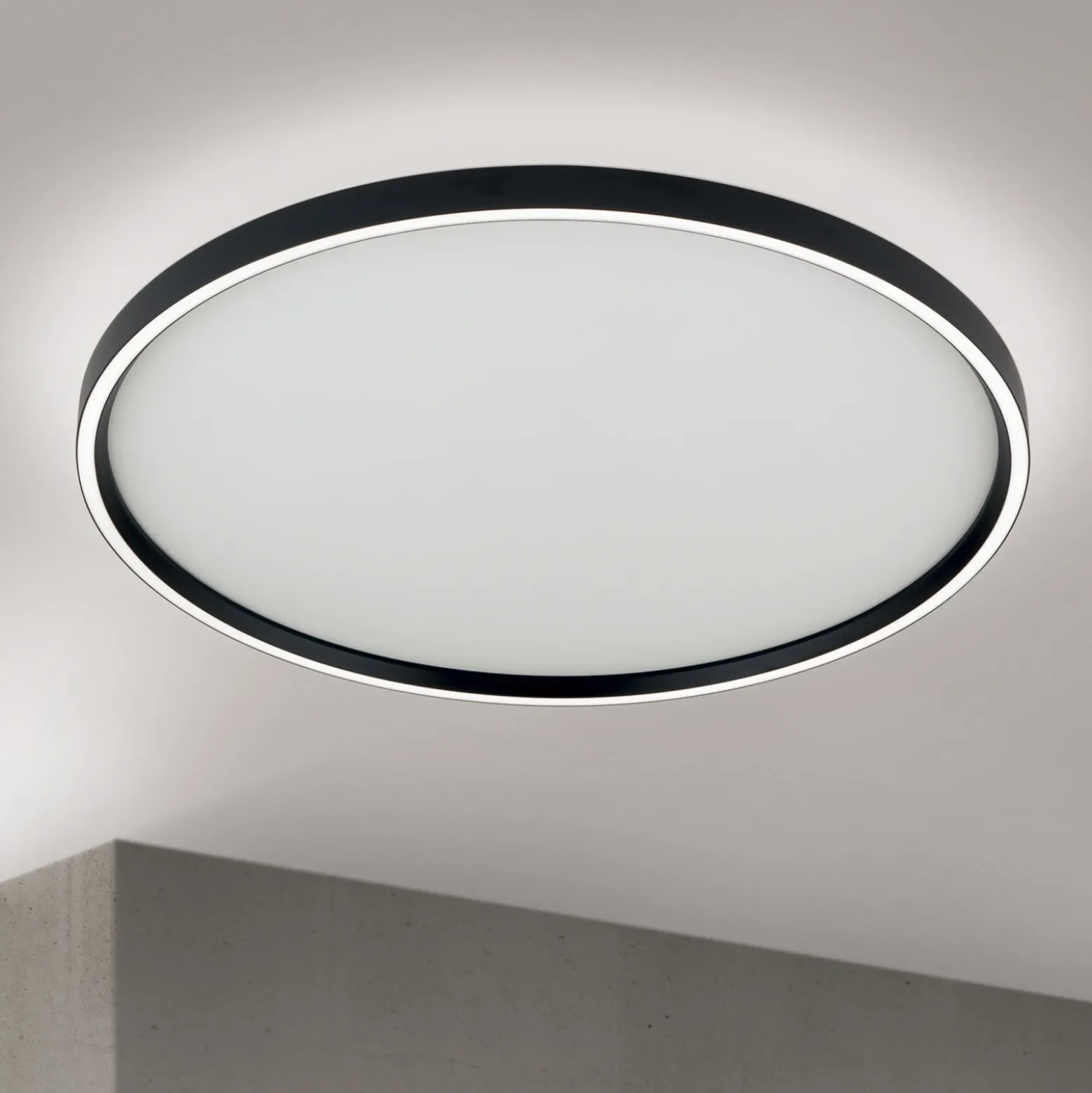 Plafón LED Masca, negro, Ø 60 cm, CCT, metal, atenuable