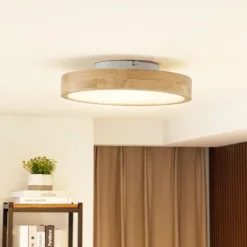 Plafón LED Milada de Lindby, roble, CCT, control remoto