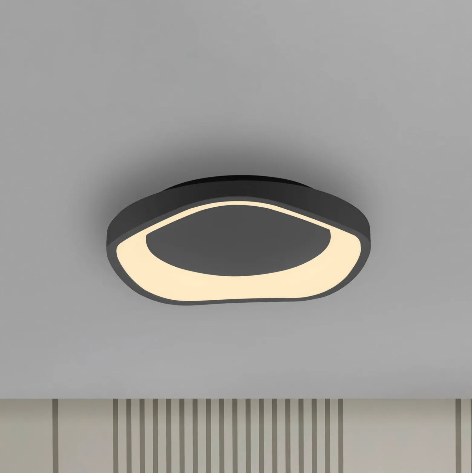 Plafón LED MONTA, negro, Ø 40 cm, metal, Switchdim