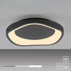 Plafón LED MONTA, negro, Ø 40 cm, metal, Switchdim