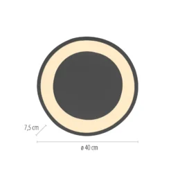 Plafón LED MONTA, negro, Ø 40 cm, metal, Switchdim