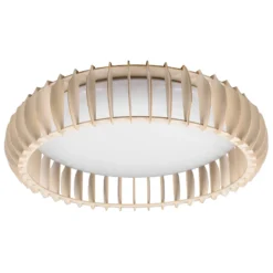 Plafón LED Monte, CCT, Ø 60 cm, madera clara