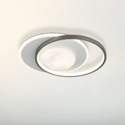 Plafón LED Moon, negro/gris, metal, 37 cm