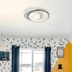 Plafón LED Moon, negro/gris, metal, 37 cm