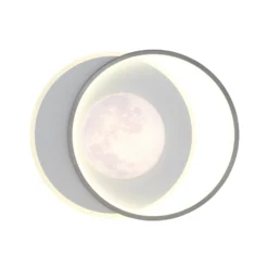 Plafón LED Moon, negro/gris, metal, 37 cm