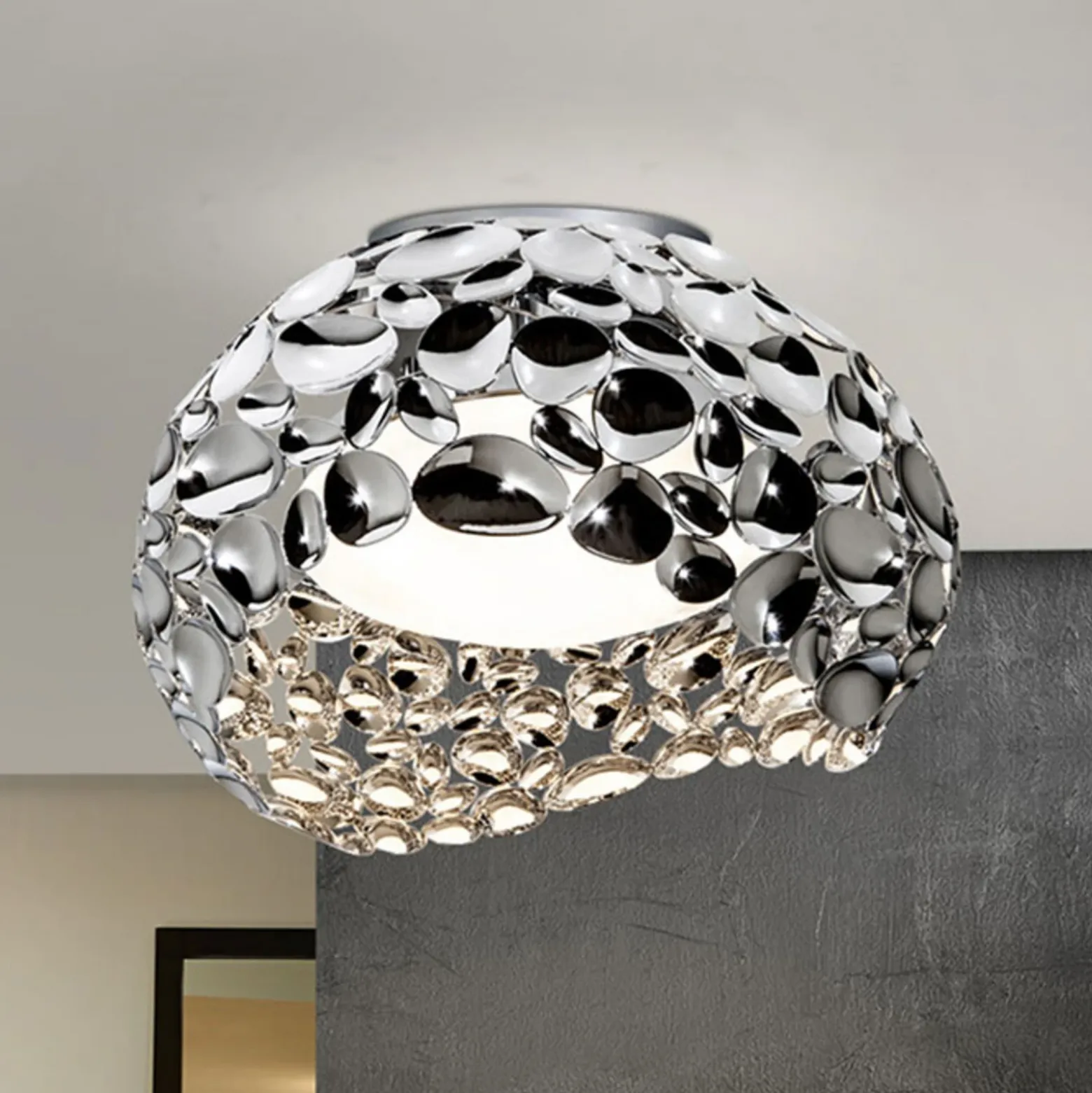 Plafón LED Narisa, Ø 46 cm, cromo
