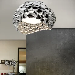 Plafón LED Narisa, Ø 46 cm, cromo