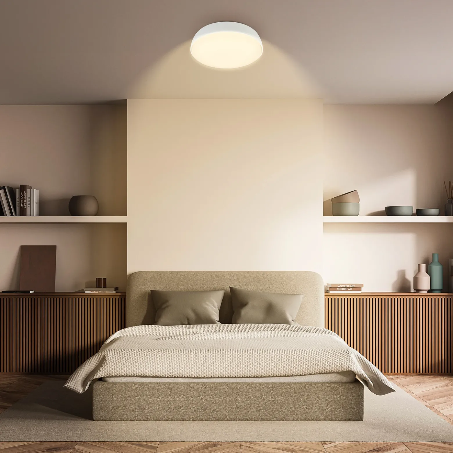 Plafón LED Nikan, blanco mate, Ø 28,5 cm, 3000 K