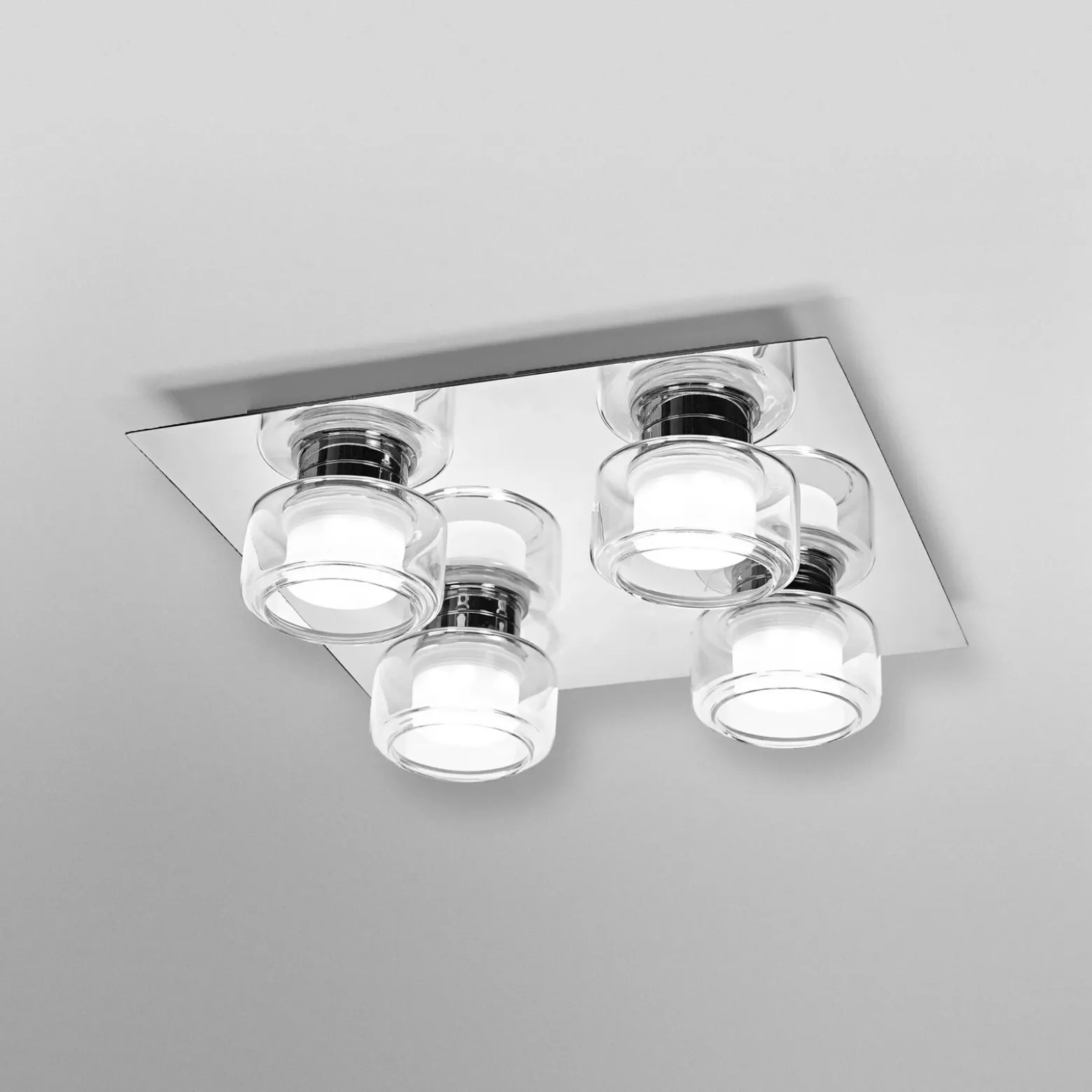 Plafón LED ORBIS FLAME de OSRAM, cromada, 4 luces, CCT IP44