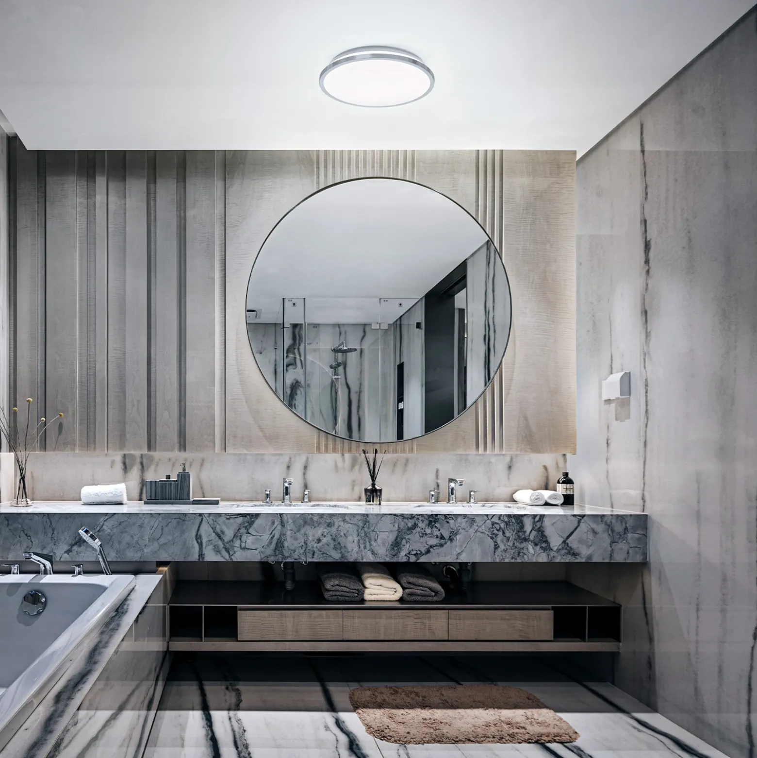 Plafón LED OSRAM BATHROOM, cromada, Ø 30 cm, IP44, CCT
