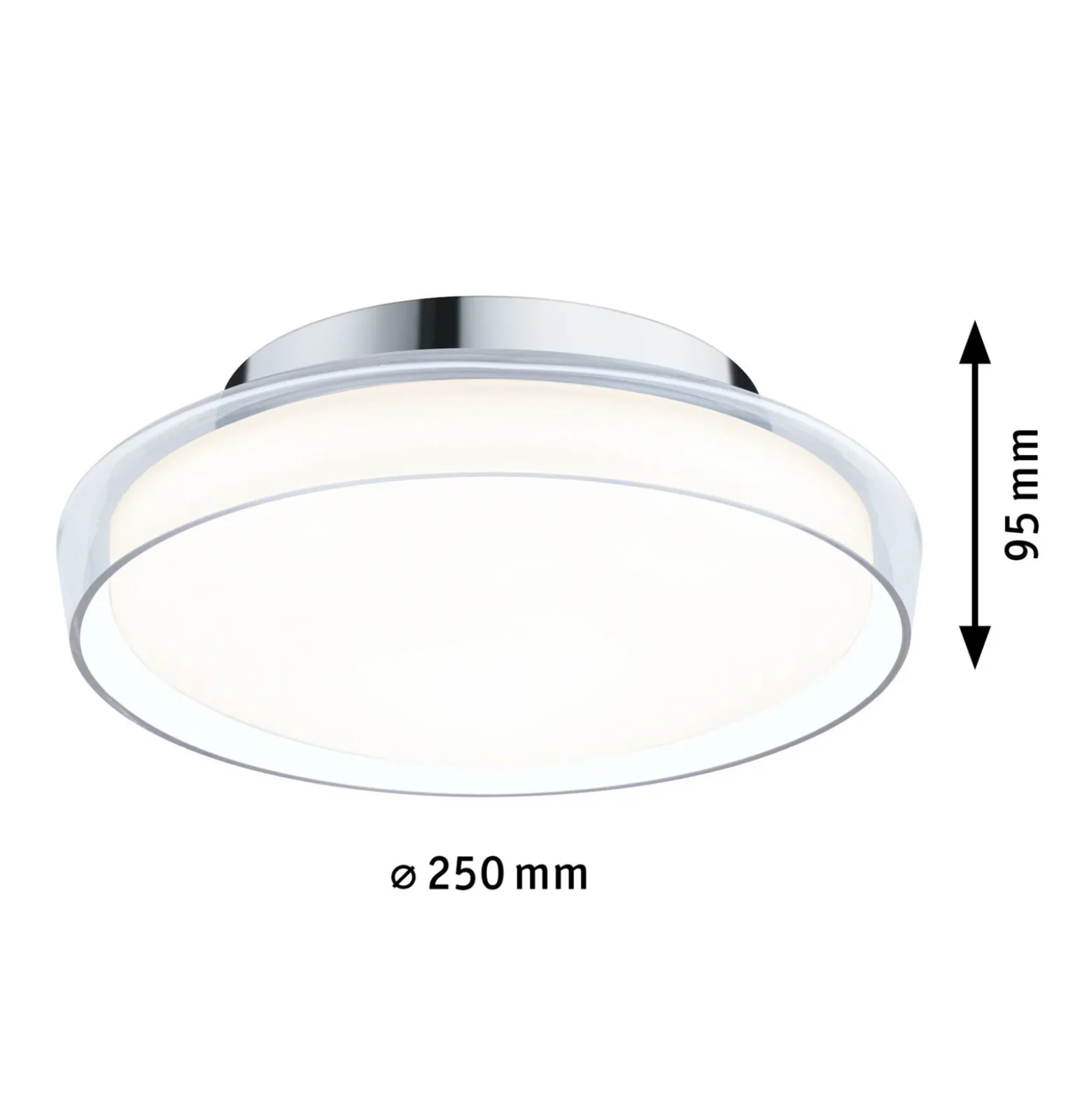 Plafón LED Paulmann Luena, IP44, cromado, Ø 25 cm