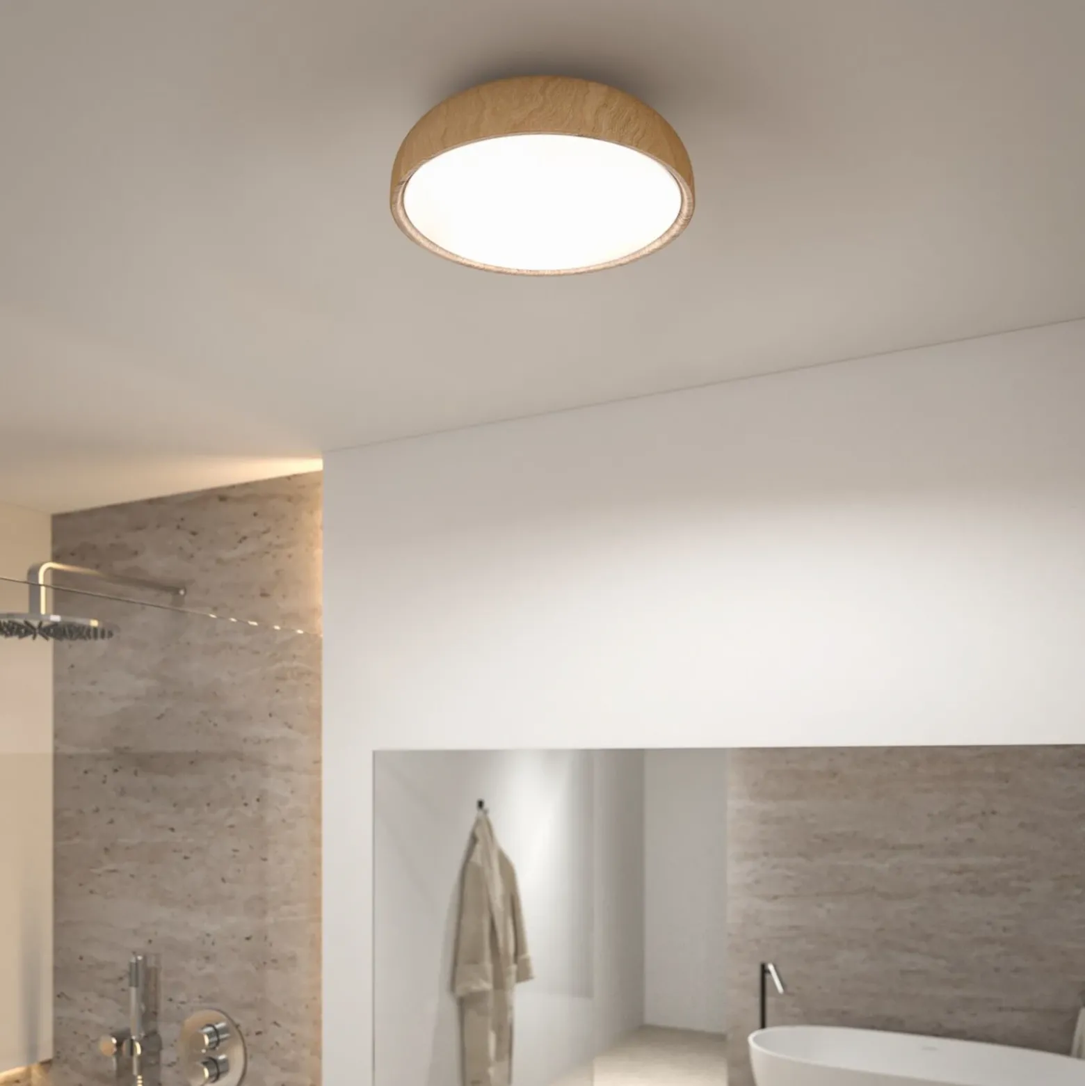 Plafón LED Paulmann Oka IP44 CCT con aspecto de madera