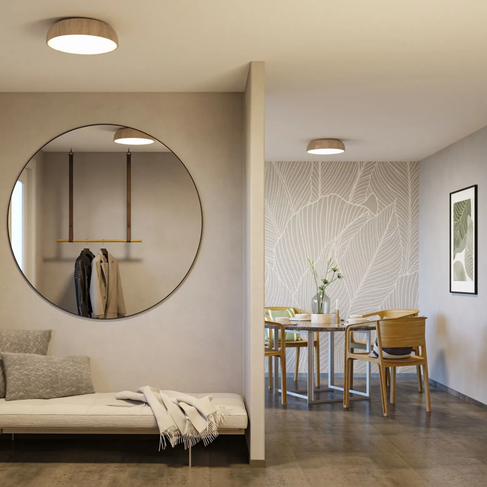 Plafón LED Paulmann Oka IP44 CCT con aspecto de madera