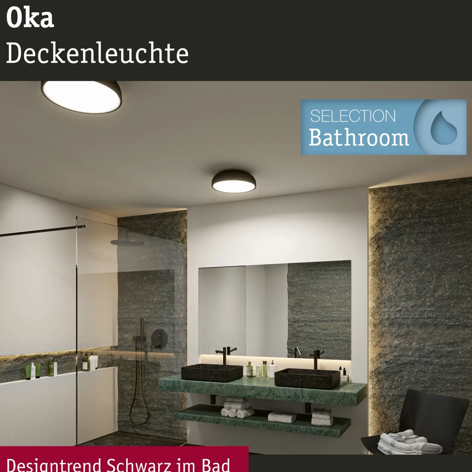 Plafón LED Paulmann Oka IP44 CCT negro
