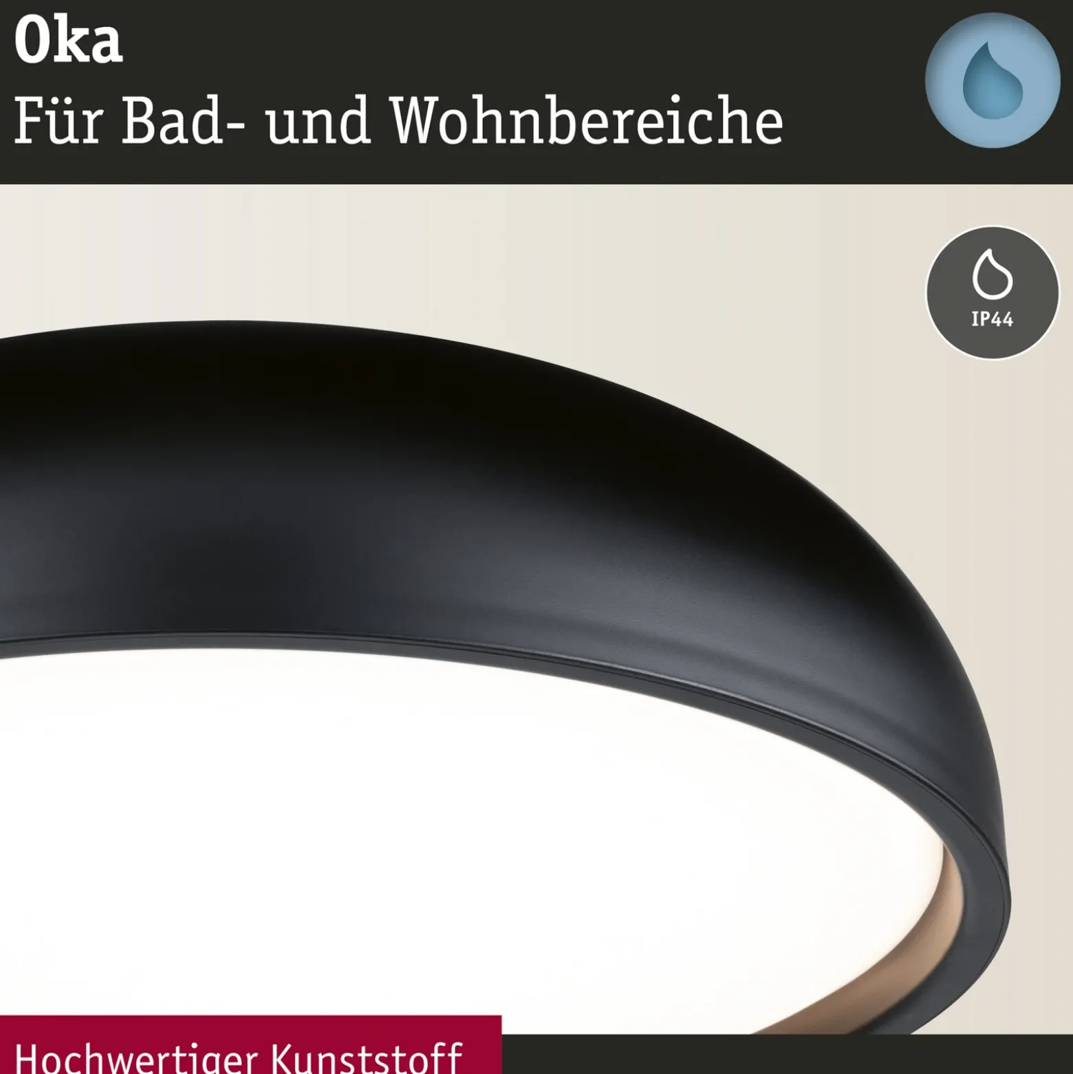 Plafón LED Paulmann Oka IP44 CCT negro
