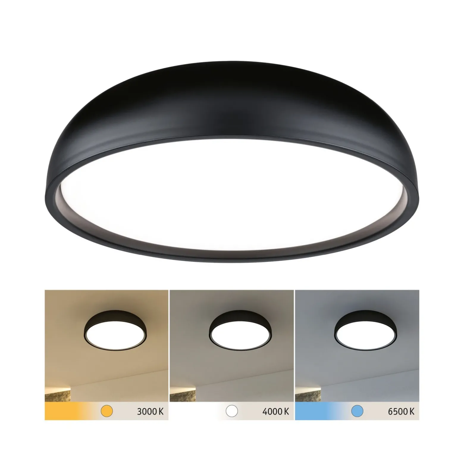 Plafón LED Paulmann Oka IP44 CCT negro
