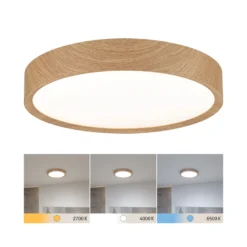 Plafón LED Paulmann Tega IP44 CCT madera