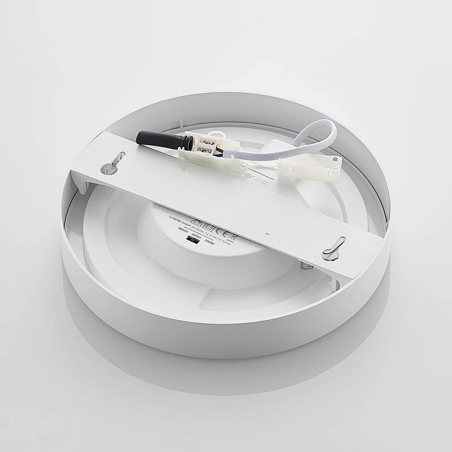 Plafón LED PRIOS Edwina, blanco, 23 cm, CCT, IP44