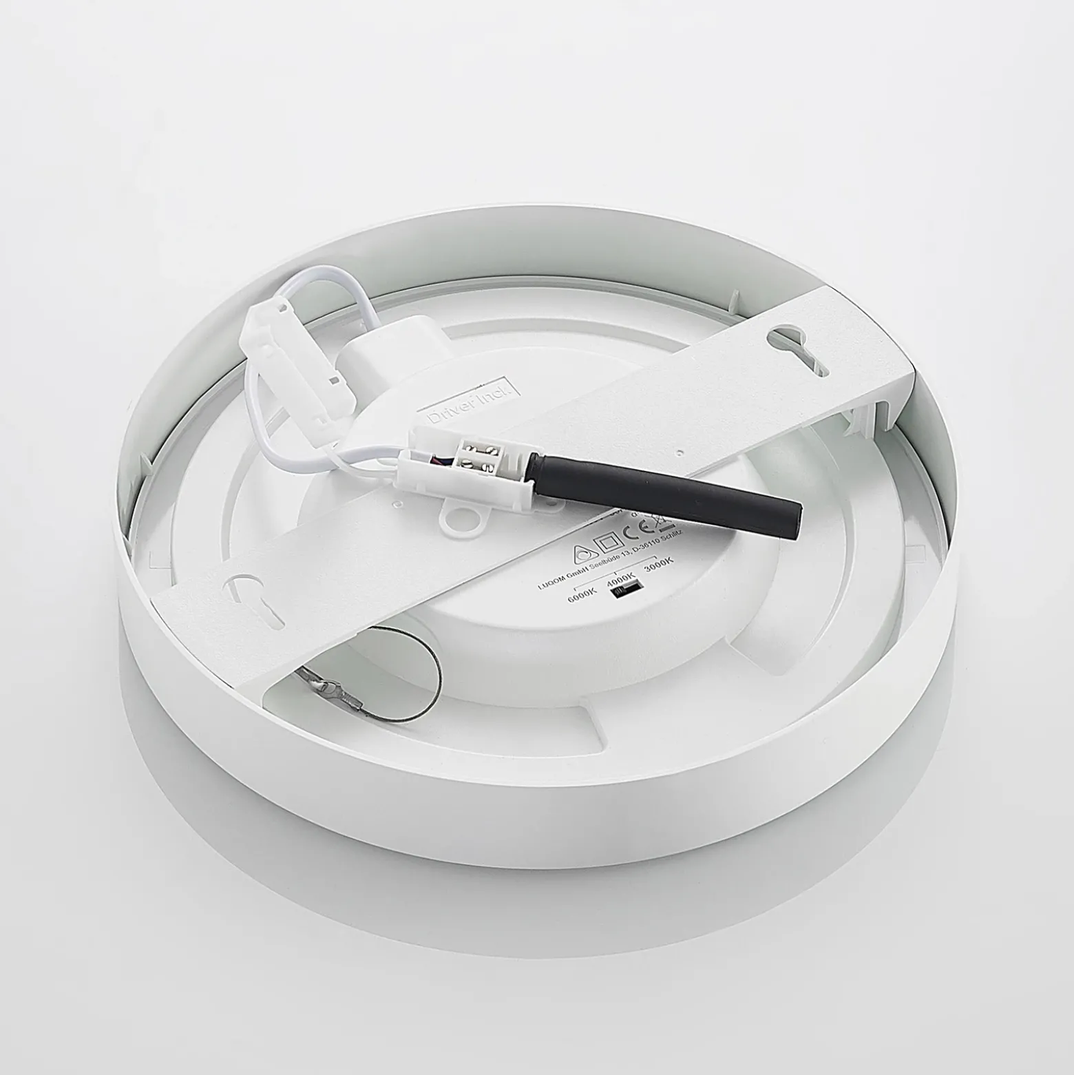 Plafón LED PRIOS Edwina, blanco, 25 cm, CCT, IP44